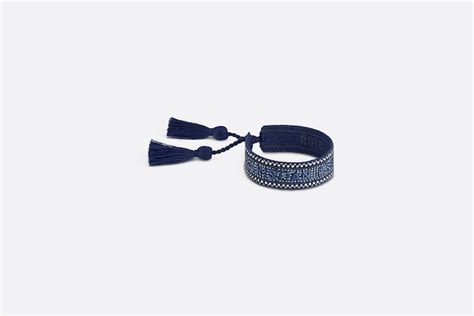 J'Adior Bracelet Blue Cotton and Crystals 